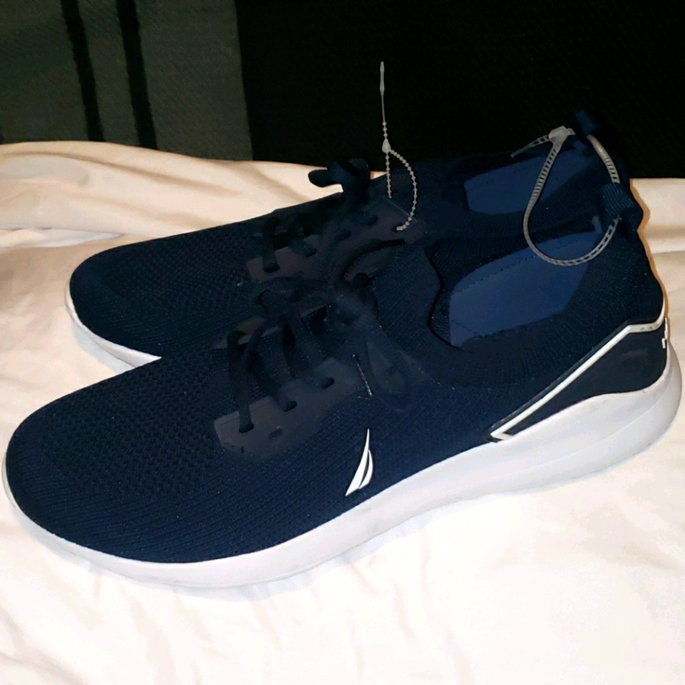 Nautica navy blue sneakers.